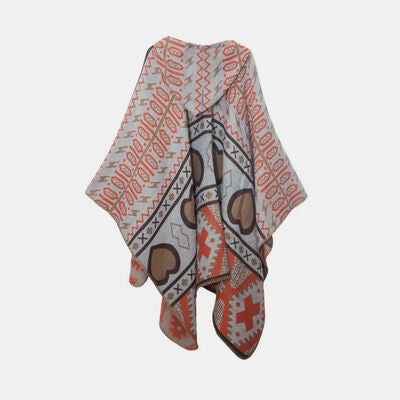 Jacquard Pattern Hooded Shawl